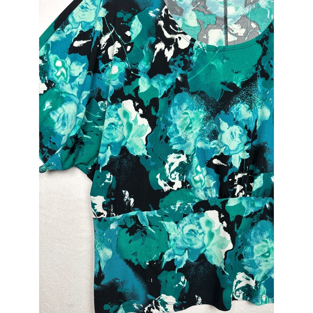 Susan Lawrence Woman Floral Top Womens 2X Plus Dolman Sleeve Empire Waist